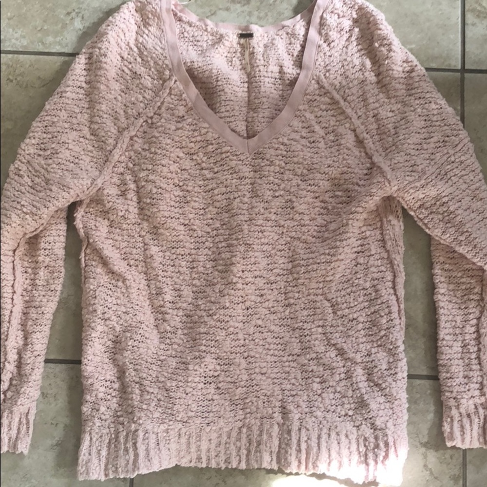 Cotton pink V-neck sweater